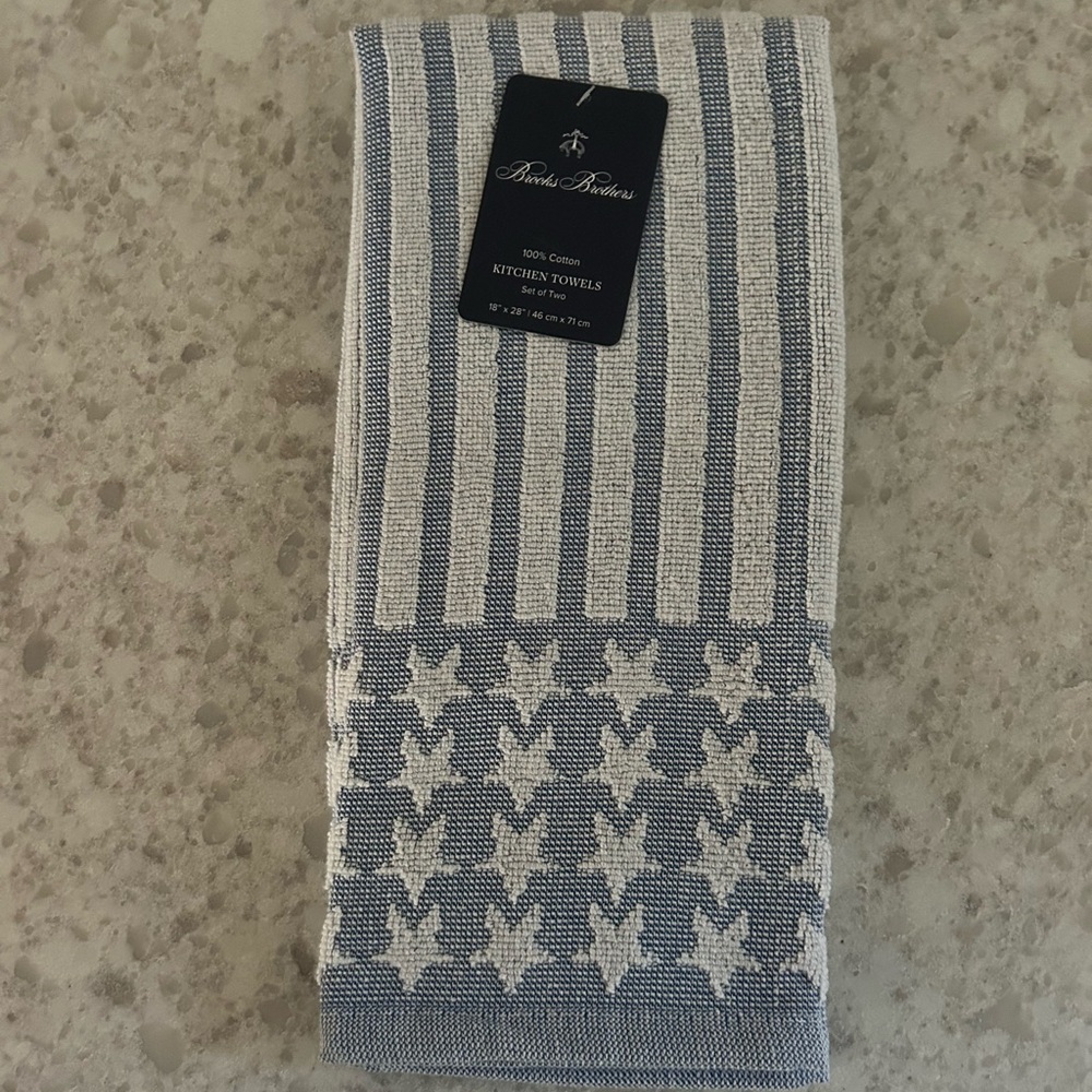 “New” Brooks Brothers Star/Stripe Kitchen towels (set of 2)